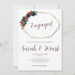 Teal Burnt Orange Engagement Invitation Template