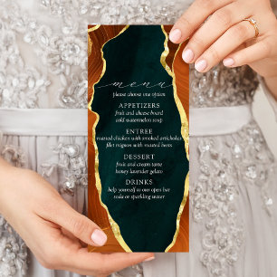 Teal, Burnt Orange & Gold Agate Wedding Menu