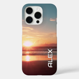 Teal & Burnt Orange Sunrise Over Ocean iPhone 16 Pro Case