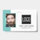 Teal Business ID Badge – Photo & Company Logo