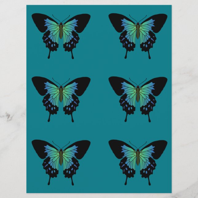 Teal Butterfly Craft Paper (Front)