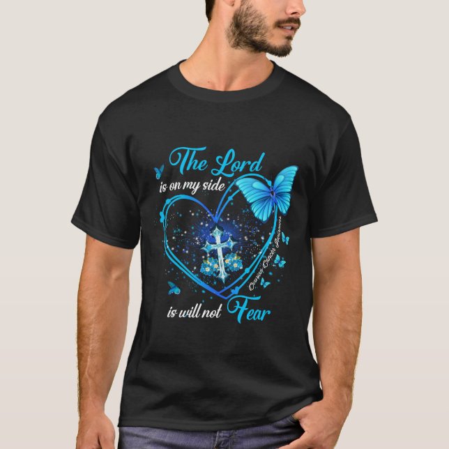 Teal Butterfly Ovarian Cancer Shirt, the Lord Is T-Shirt (Front)