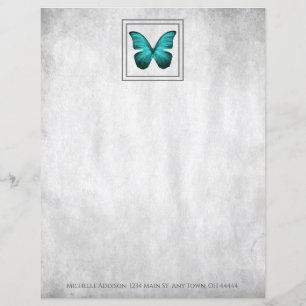 Teal Butterfly Personalized Paper Sheet