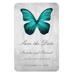 Teal Butterfly Save the Date Magnet
