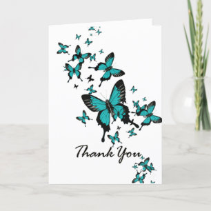 Teal Butterfly Script Any Occasion Thank You Card