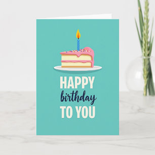 Teal Cake Birthday Wish Card
