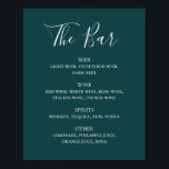 Teal calligraphy script wedding drinks bar menu poster<br><div class="desc">Teal script wedding drinks bar menu poster. Suitable for birthday,  anniversary and any other party. Please contact me if you need additional items.</div>