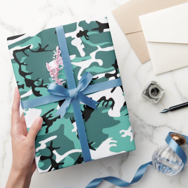 Teal Camo Wrapping Paper (Gifting)