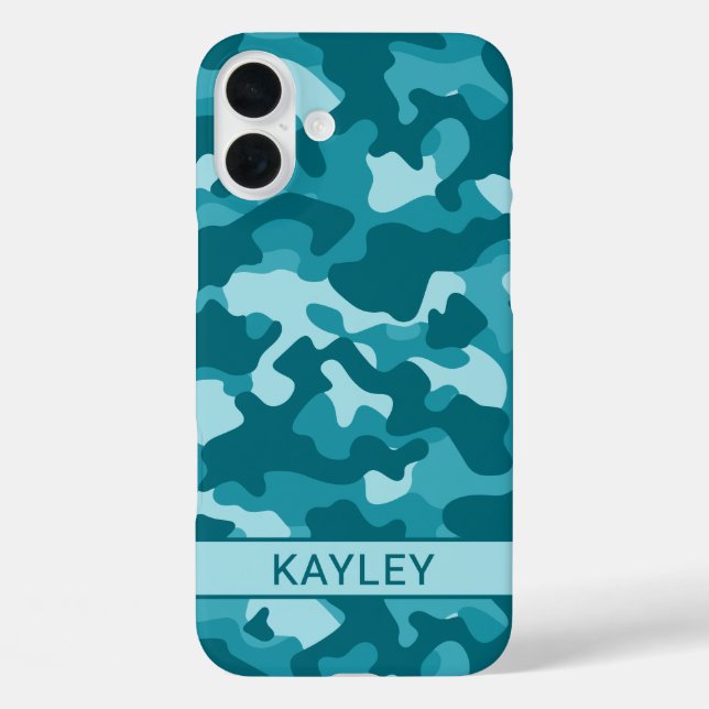 Teal Camouflage Personalized Case-Mate iPhone Case (Back)
