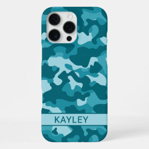 Teal Camouflage Personalized iPhone 16 Pro Max Case