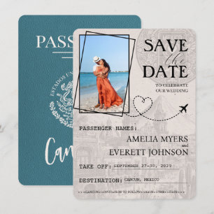 Teal Cancun Passport Save The Date