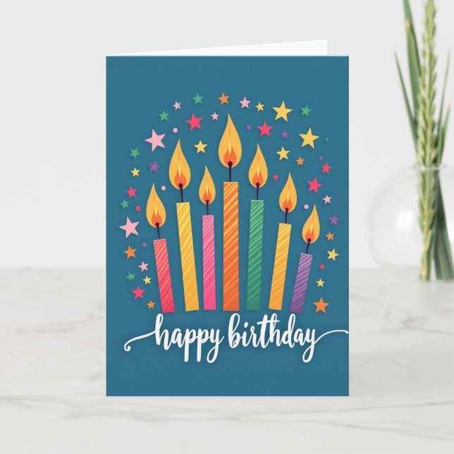 Teal Candle Celebration Card (Front)
