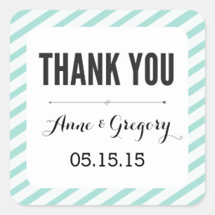 Teal Carnival Stripes Thank You Favour Stickers
