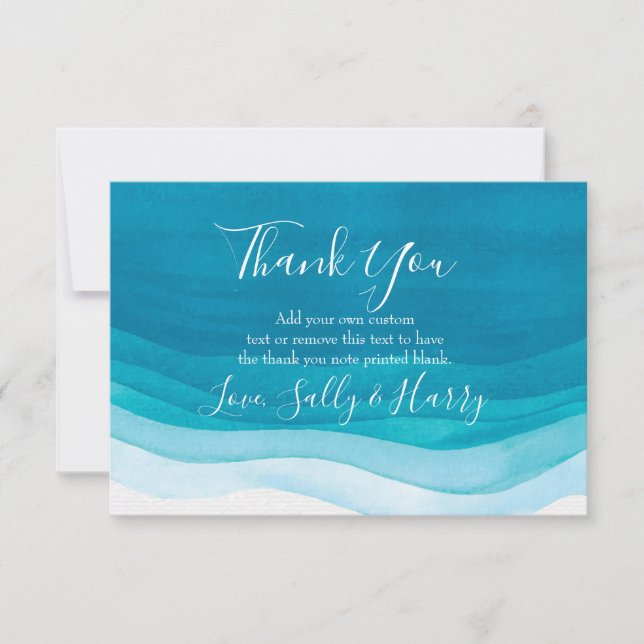 Teal, cartes modernes de Merci d'aquarelle (Devant)