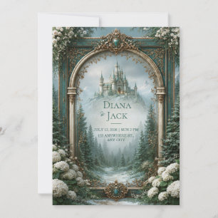 Teal Castle Wedding Invitation
