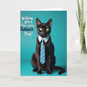 Teal Cat Fathers Day Card