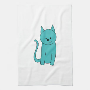 Teal Cat. Kitchen Towel