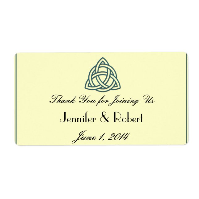 Teal Celtic Knot Water Bottle Label (Front)