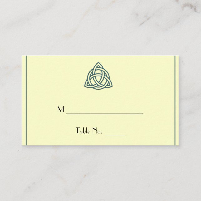 Teal Celtic Knot Wedding Place Cards (Front)