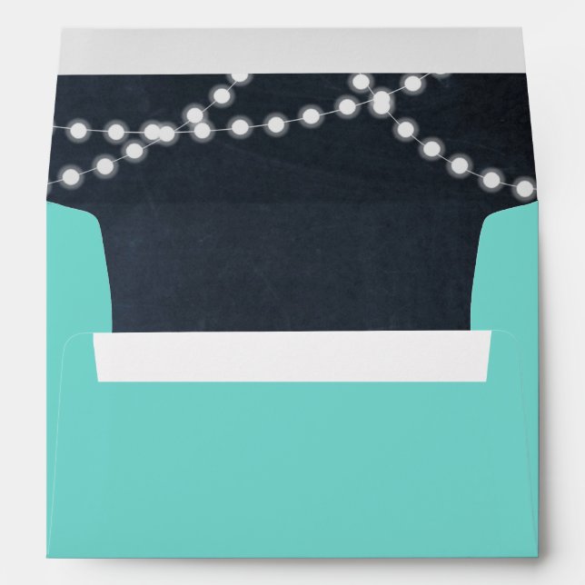 Teal Chalkboard Lights Personalized Envelopes (Back (Bottom))