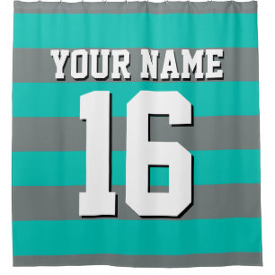 Teal Charcoal Sports Jersey Preppy Stripe
