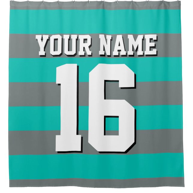 Teal Charcoal Sports Jersey Preppy Stripe (Front)