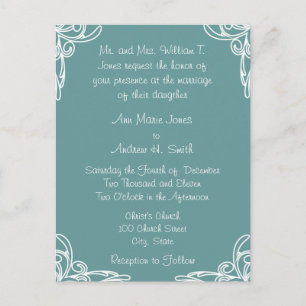 Teal Cheap Wedding Invitation Postcards
