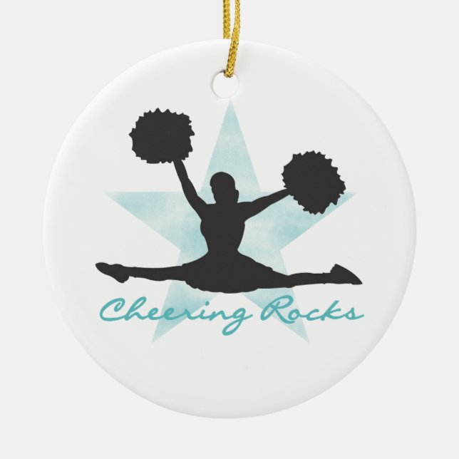 Teal Cheering Rocks T-shirts and Gifts Ceramic Ornament (Front)