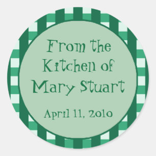 Teal Chequered Border Canning Label Stickers