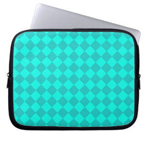 Teal Chequered Diamond Pattern Laptop Sleeve