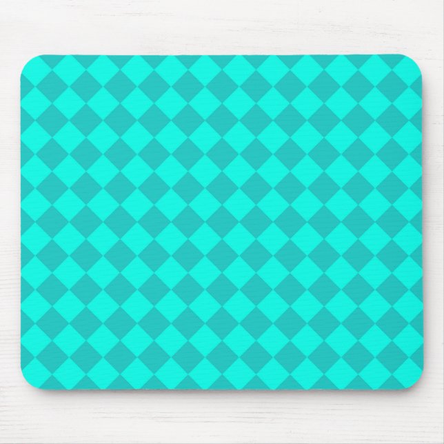 Teal Chequered Diamond Pattern  Mouse Pad (Front)