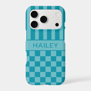 Teal Chequered Striped Personalized