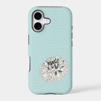 Teal Chevron chrysanthemum pattern iPhone 5 Cover