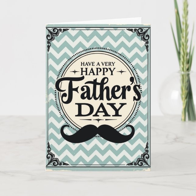 Teal Chevron Fathers Day Card (Front)