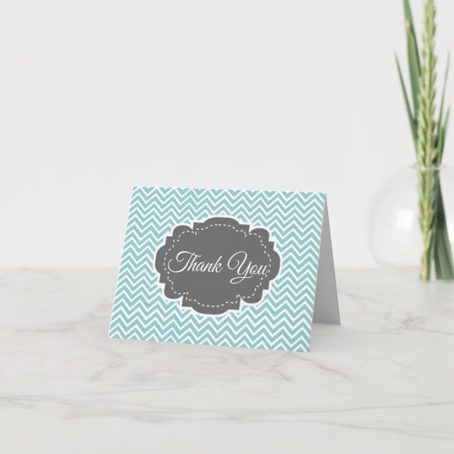 Teal Chevron Folded Thank You (Front)