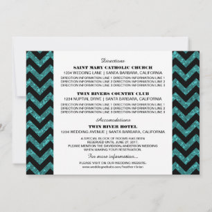 Teal Chevron Glitter Information Card
