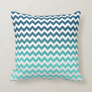 Teal Chevron Ombre Throw Pillow