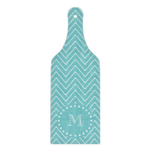 Teal Chevron Pattern   Teal Monogram Cutting Board