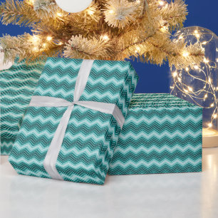 Teal Chevron Pattern Wrapping Paper Roll