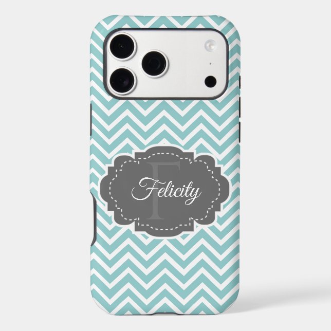 Teal Chevron Personalized Case-Mate iPhone Case (Back)