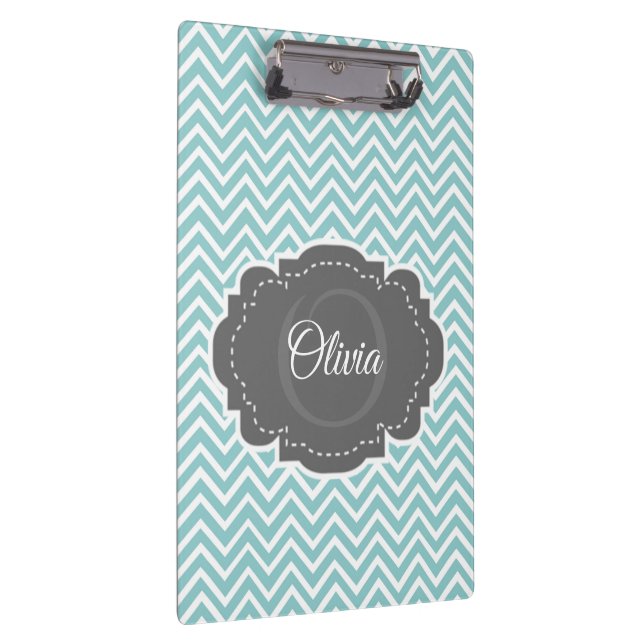 Teal Chevron Personalized Clipboard (Right)