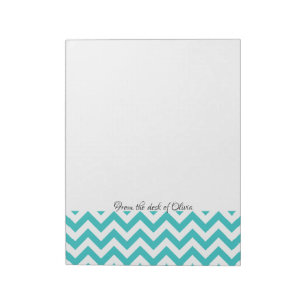 Teal Chevron Personalized Notepad