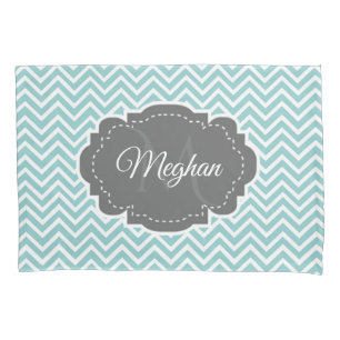 Teal Chevron Personalized Pillowcase