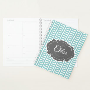 Teal Chevron Personalized Planner