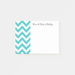 Teal Chevron Personalized Post It Notes