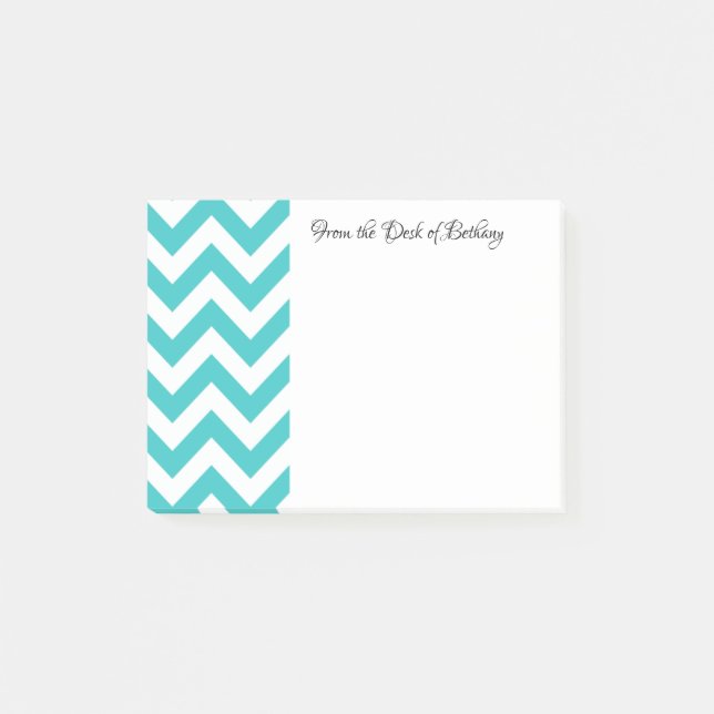 Teal Chevron Personalized Post It Notes (Front)