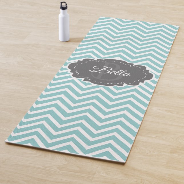 Teal Chevron Personalized Yoga Mat (In Situ)