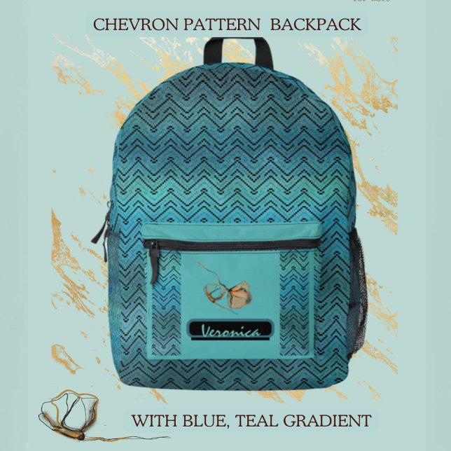 Teal Chevron  Printed Backpack (Creator Uploaded)