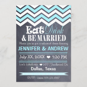 Teal Chevron Rehearsal Invitation