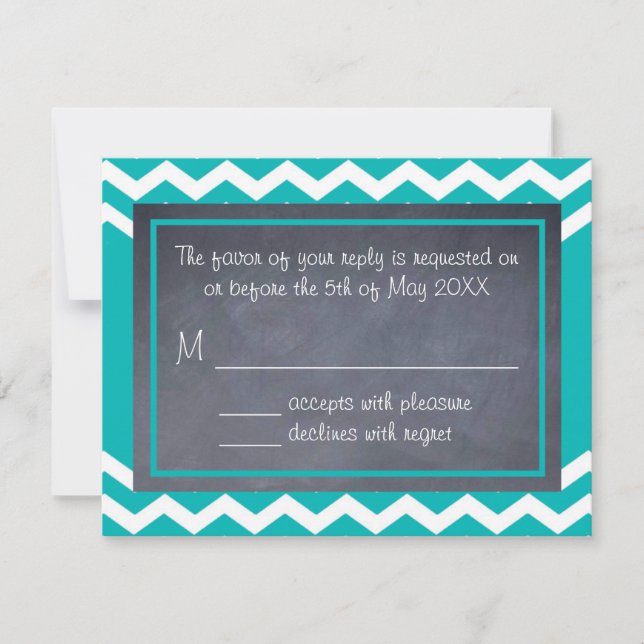 Teal Chevron RSVP Card (Front)